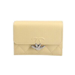 CHANEL Authentic Yellow Leather Wallet